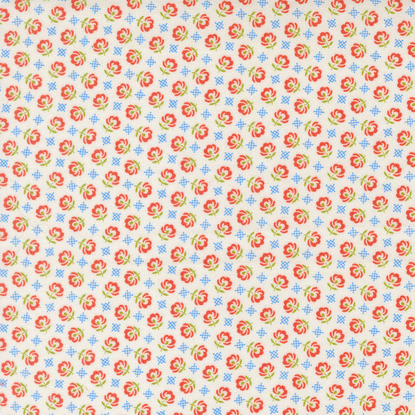 Rosie Fabric by Fig Tree Quilts for Moda - Cream and Red Small Floral Fabric