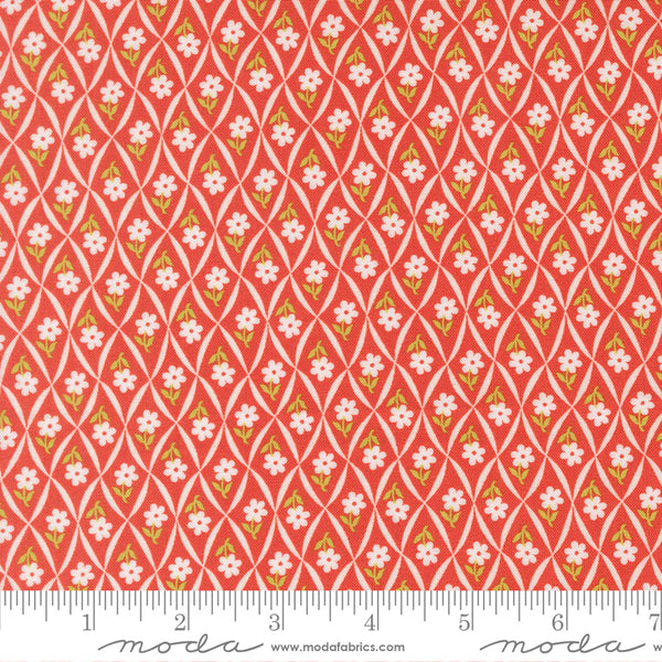 Rosie Fabric by Fig Tree Quilts for Moda - Red Small Floral Trellis Fabric