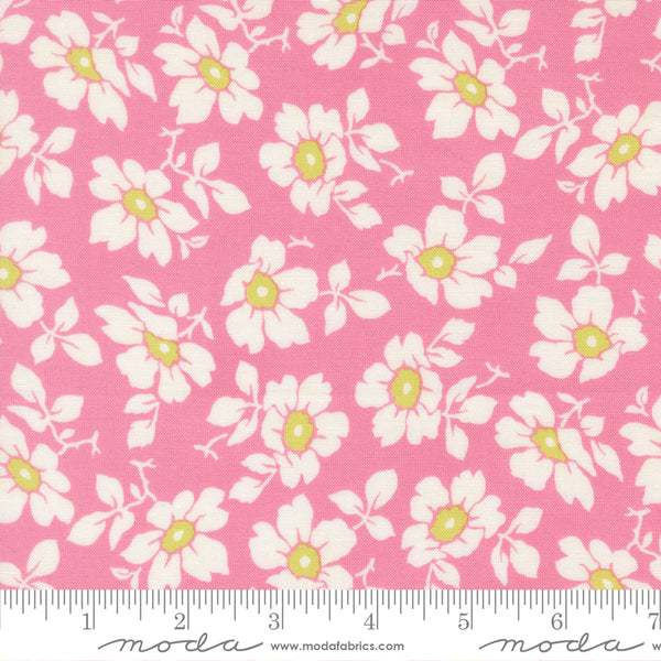 Summer's End Fabric by Fig Tree Quilts for Moda - Pink and Cream Medium Floral Fabric