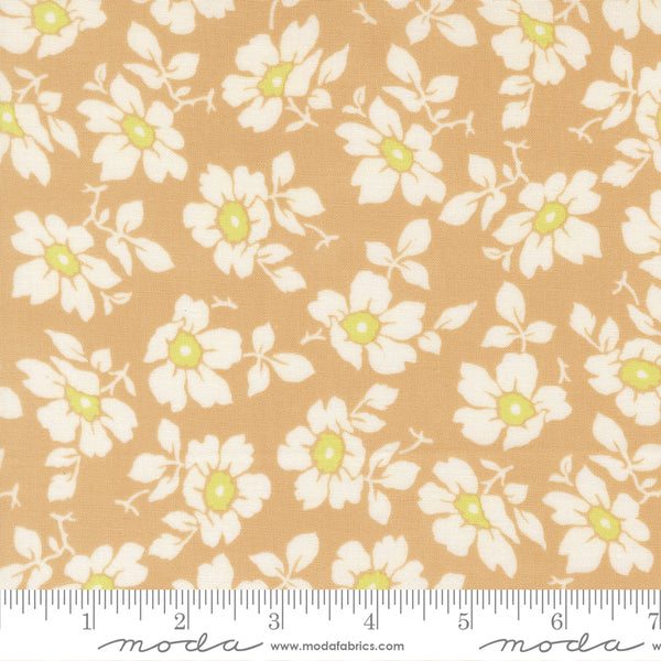 Summer's End Fabric by Fig Tree Quilts for Moda - Tan and Cream Medium Floral Fabric