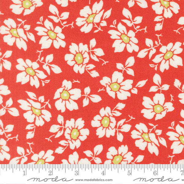 Summer's End Fabric by Fig Tree Quilts for Moda - Red and Cream Medium Floral Fabric