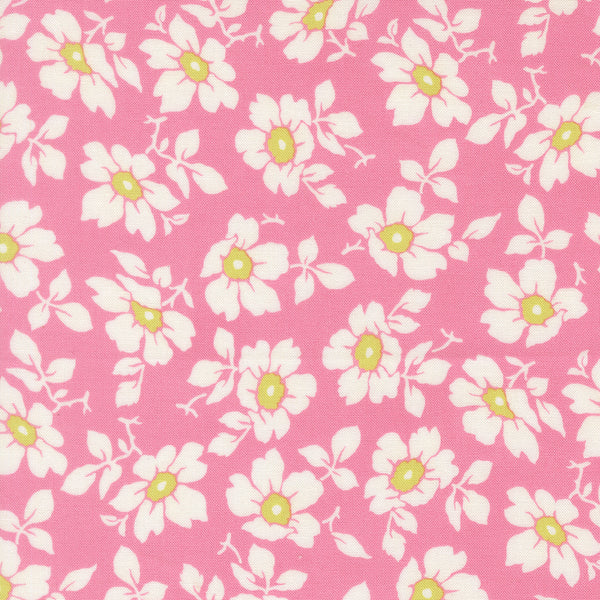 Summer's End Fabric by Fig Tree Quilts for Moda - Pink and Cream Medium Floral Fabric