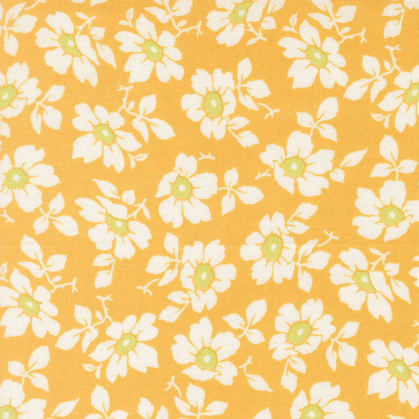 Summer's End Fabric by Fig Tree Quilts for Moda - Yellow and Cream Medium Floral Fabric