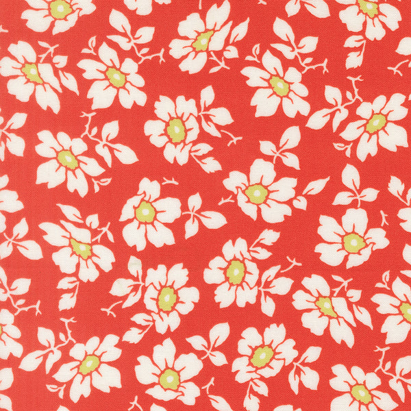 Summer's End Fabric by Fig Tree Quilts for Moda - Red and Cream Medium Floral Fabric
