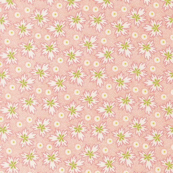 Summer's End Fabric by Fig Tree Quilts for Moda - Cream Red & Green Leaf Fabric
