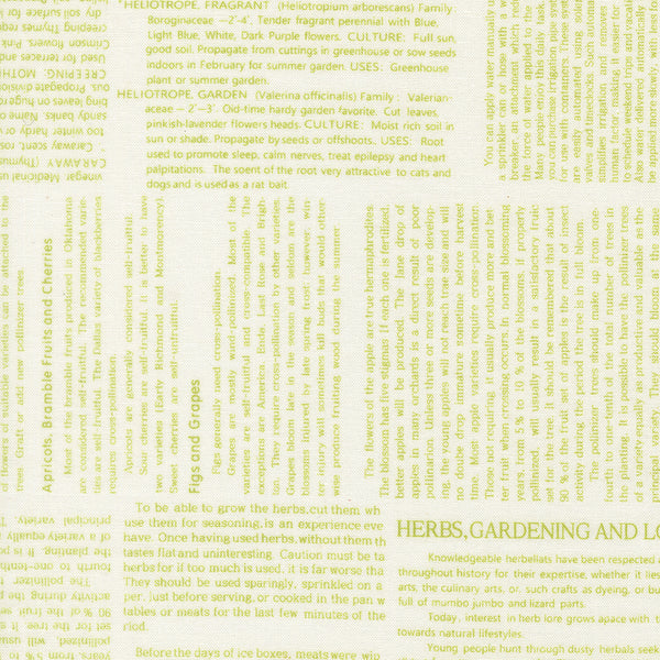 Summer's End Fabric by Fig Tree Quilts for Moda - Cream & Green Text Fabric