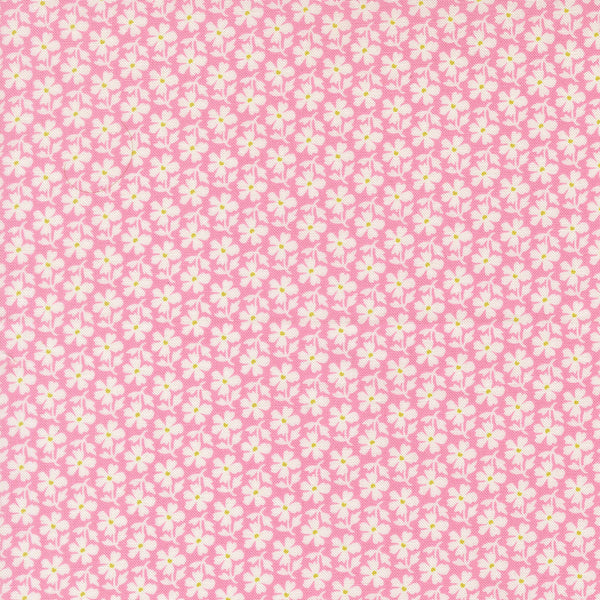 Summer's End Fabric by Fig Tree Quilts for Moda - Pink & Cream Small Daisy Fabric