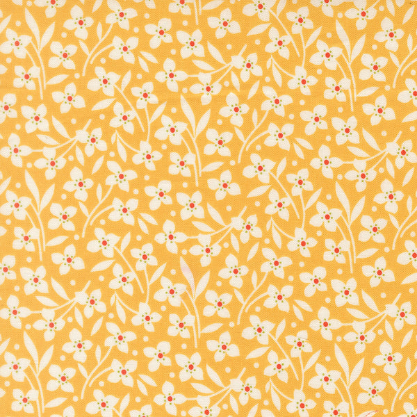 Summer's End Fabric by Fig Tree Quilts for Moda - Yellow & Cream Small Floral Fabric