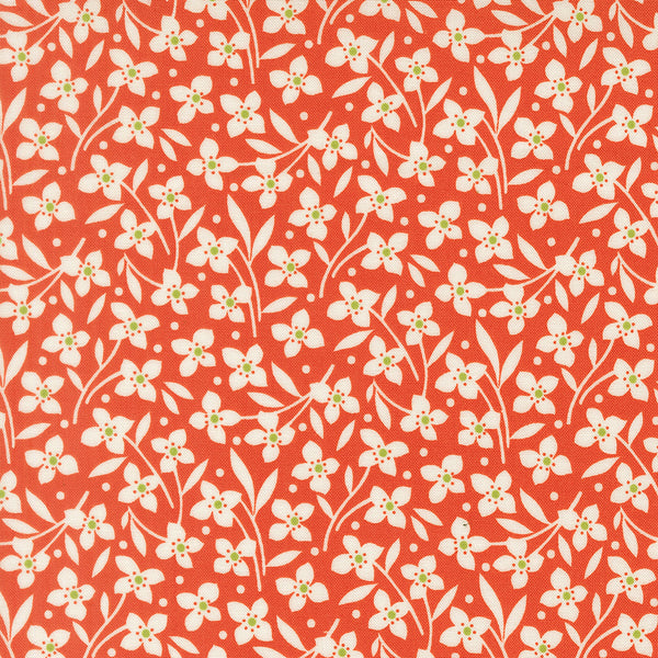 Summer's End Fabric by Fig Tree Quilts for Moda - Red & Cream Small Floral Fabric