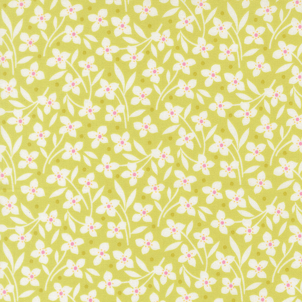Summer's End Fabric by Fig Tree Quilts for Moda - Light Green & Cream Small Floral Fabric