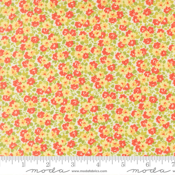 Summer's End Fabric by Fig Tree Quilts for Moda - Yellow Red & Green Small Floral Fabric