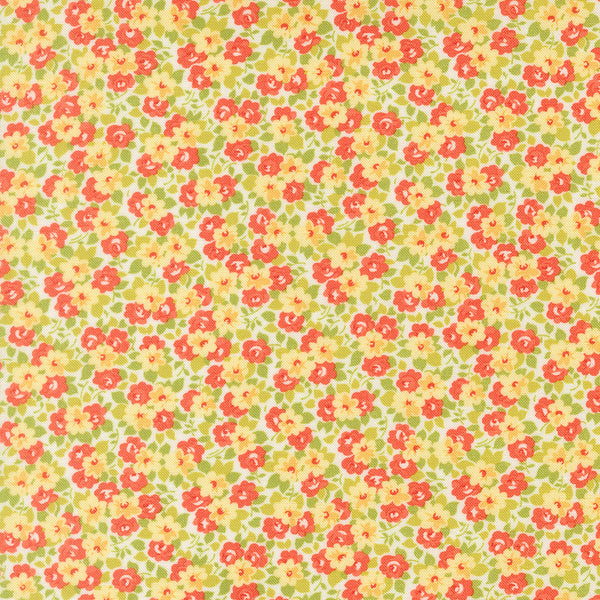Summer's End Fabric by Fig Tree Quilts for Moda - Yellow Red & Green Small Floral Fabric