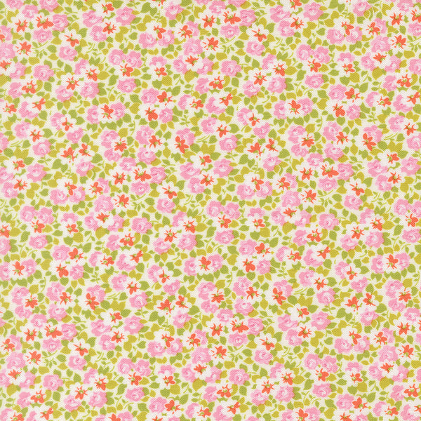 Summer's End Fabric by Fig Tree Quilts for Moda - Green & Pink Small Floral Fabric