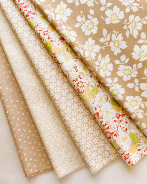 Fig Tree Summer's End Fabric Fat Quarter Bundle - 5pc Tan Color Bundle
