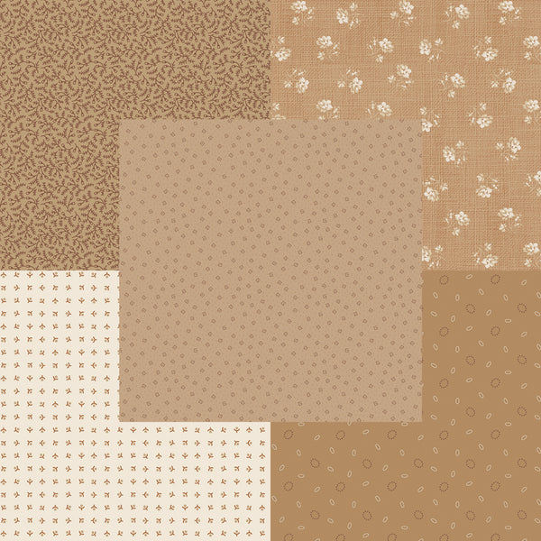 Lori Holt Baked With Love Fabric Fat Quarter Bundle - 5pc Tan/Brown Color Bundle