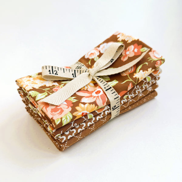 Fig Tree Portofino Fabric Fat Quarter Bundle - 5pc Brown Color Bundle