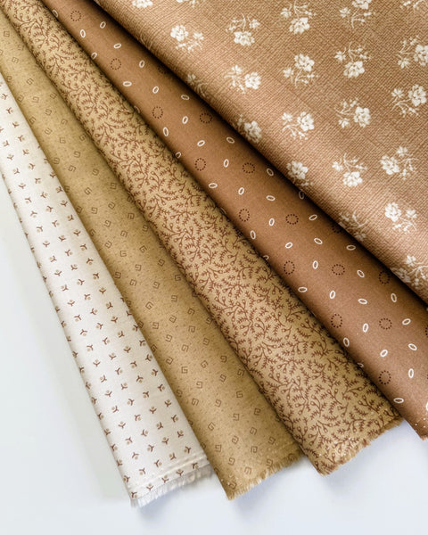 Lori Holt Baked With Love Fabric Fat Quarter Bundle - 5pc Tan/Brown Color Bundle