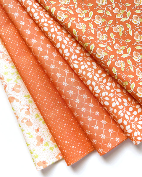 Fig Tree Portofino Fabric Fat Quarter Bundle - 5pc Coral Color Bundle