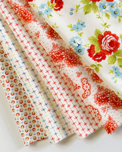 Fig Tree Rosie Fabric Fat Quarter Bundle - 5pc Cream Color Bundle