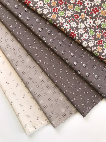 Lori Holt Autumn Fabric Fat Quarter Bundle - 5pc Gray Color Bundle