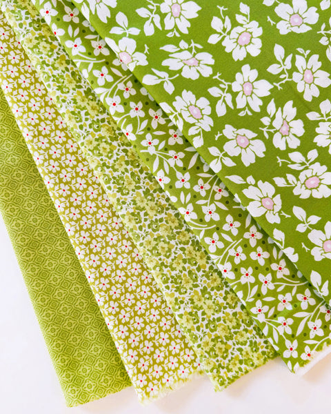 Fig Tree Summer's End Fabric Fat Quarter Bundle - 5pc Green Color Bundle