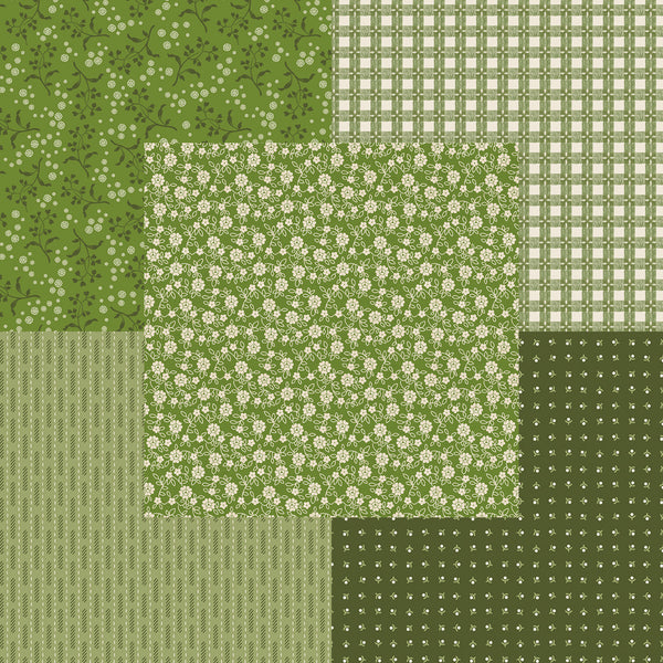 Lori Holt Baked With Love Fabric Fat Quarter Bundle - 5pc Green Color Bundle