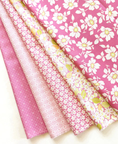 Fig Tree Summer's End Fabric Fat Quarter Bundle - 5pc Pink Color Bundle