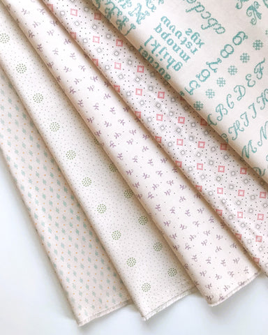 Lori Holt Piece & Plenty Fabric Fat Quarter Bundle - 5pc Low Volume Beige Color Bundle