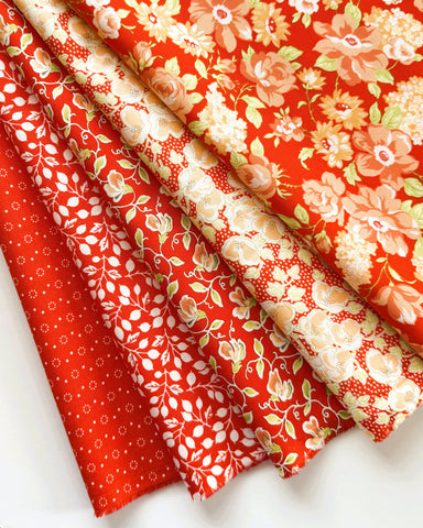 Fig Tree Portofino Fabric Fat Quarter Bundle - 5pc Red Color Bundle