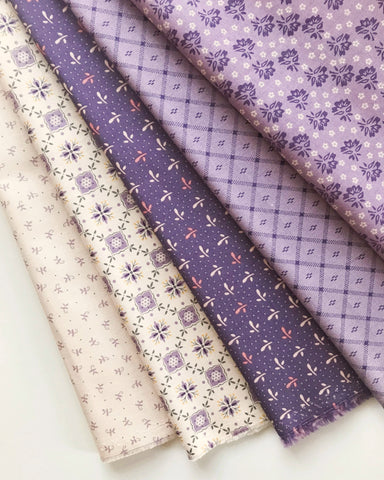 Lori Holt Piece & Plenty Fabric Fat Quarter Bundle - 5pc Purple Color Bundle