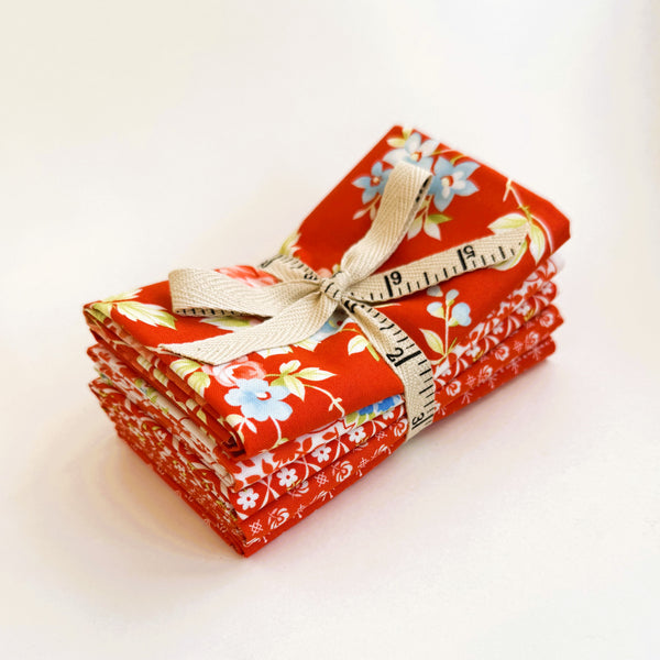 Fig Tree Rosie Fabric Fat Quarter Bundle - 5pc Red Color Bundle