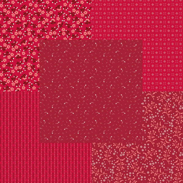 Lori Holt Baked With Love Fabric Fat Quarter Bundle - 5pc Red Color Bundle