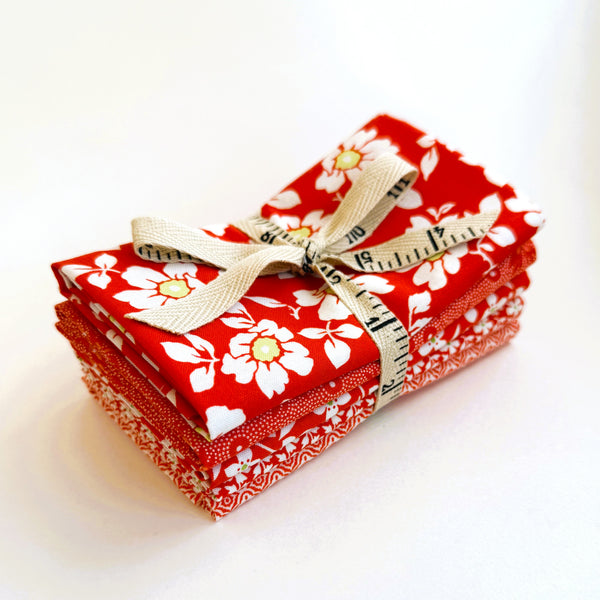 Fig Tree Summer's End Fabric Fat Quarter Bundle - 5pc Red Color Bundle