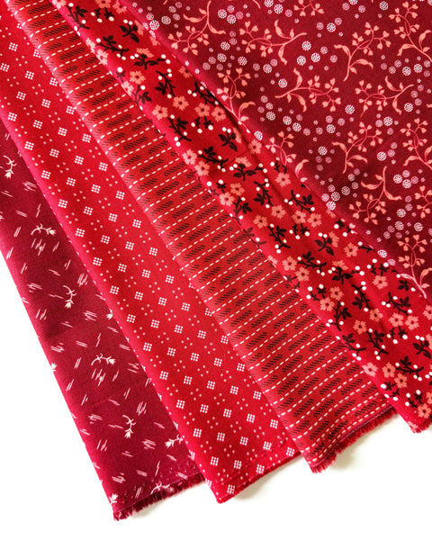 Lori Holt Baked With Love Fabric Fat Quarter Bundle - 5pc Red Color Bundle