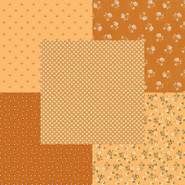 Lori Holt Baked With Love Fabric Fat Quarter Bundle - 5pc Yellow/Gold Color Bundle