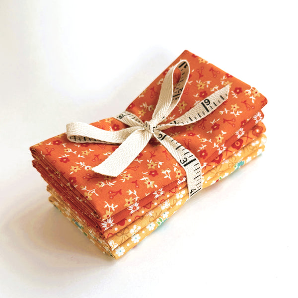 Lori Holt Farmer's Daughter Fabric Fat Quarter Bundle - 5pc Yellow/Orange Color Bundle