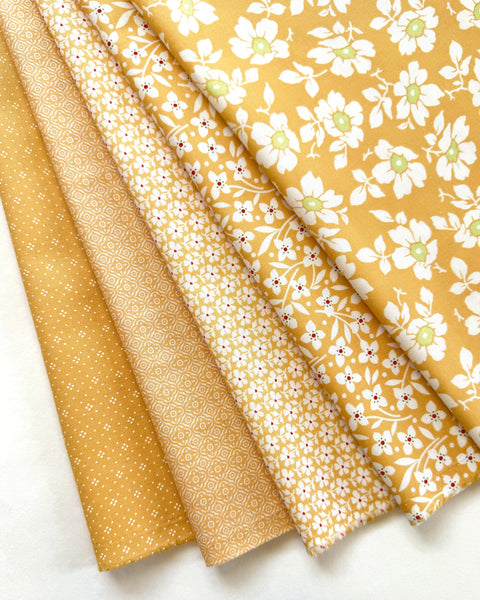 Fig Tree Summer's End Fabric Fat Quarter Bundle - 5pc Yellow Color Bundle