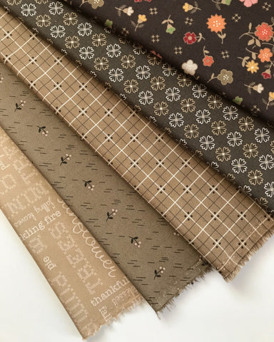 Lori Holt Autumn Fabric Fat Quarter Bundle - 5pc Brown & Tan Color Bundle