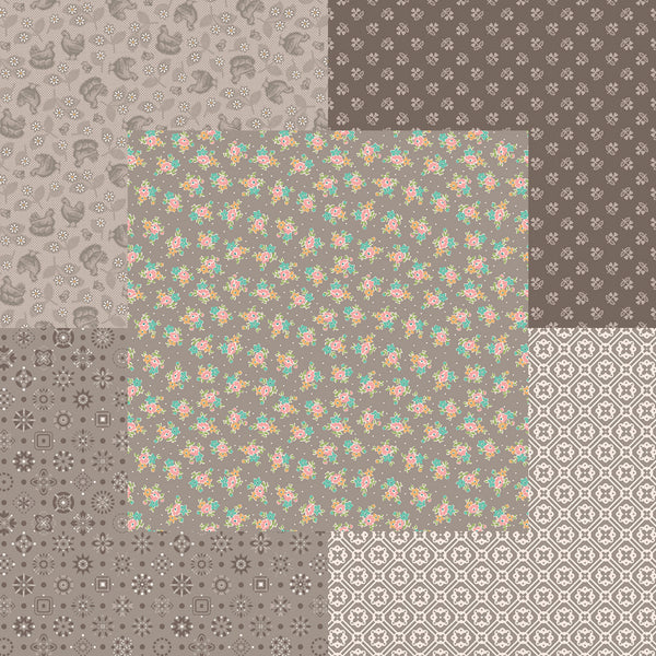 Lori Holt Farmer's Daughter Fabric Fat Quarter Bundle - 5pc Gray Color Bundle