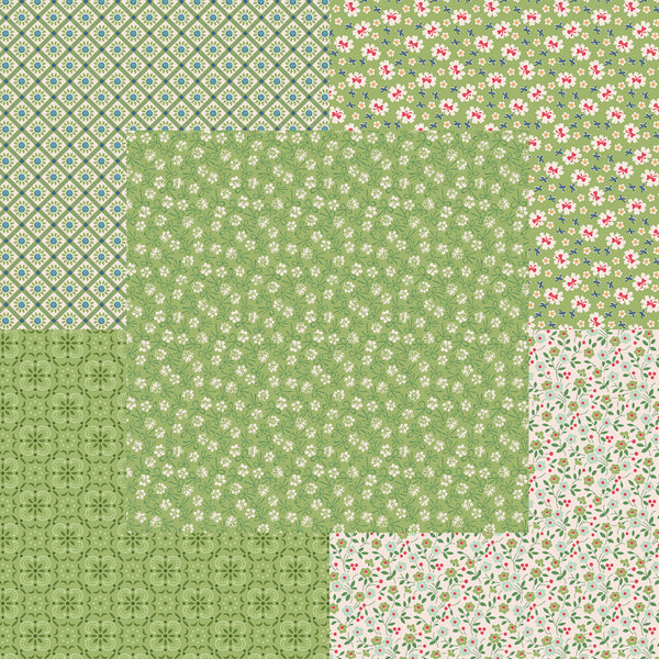 Lori Holt Farmer's Daughter Fabric Fat Quarter Bundle - 5pc Green Color Bundle