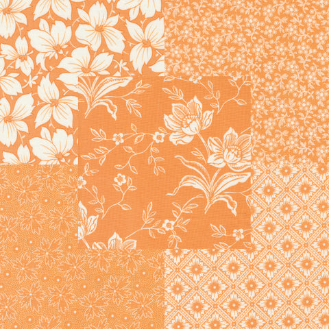 Fig Tree Denim & Daisies Fabric Fat Quarter Bundle - 5pc Orange Color Bundle