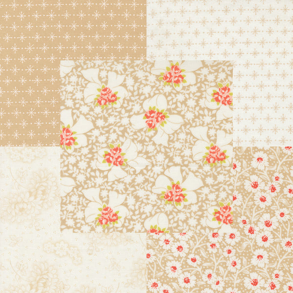 Fig Tree Rosie Fabric Fat Quarter Bundle - 5pc Tan and Cream Color Bundle