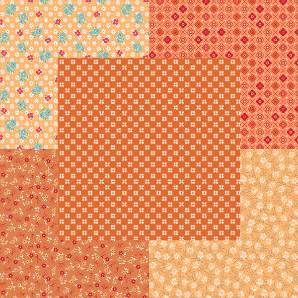 Lori Holt Farmer's Daughter Fabric Fat Quarter Bundle - 5pc Yellow/Orange Color Bundle