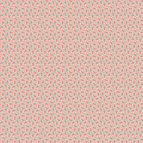 Mercantile Fabric by Lori Holt for Riley Blake - Tan and Coral Pink Small Floral Fabric