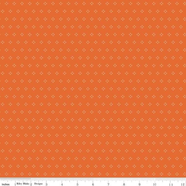 Autumn Fabric by Lori Holt for Riley Blake - Orange Small Geometric Fabric
