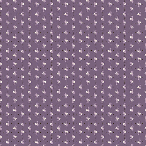 Autumn Fabric by Lori Holt for Riley Blake - Plum Tiny Leaves Stripe Fabric