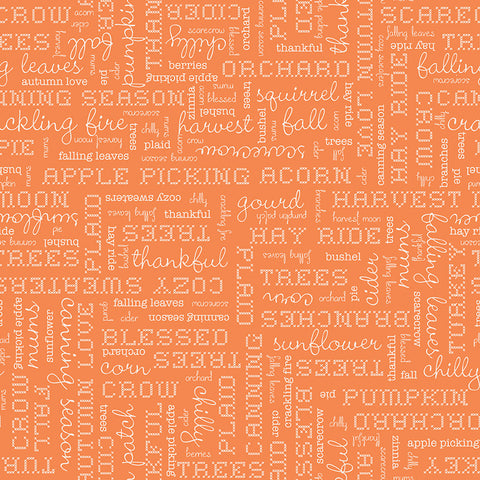 Autumn Fabric by Lori Holt for Riley Blake - Orange Text Fabric