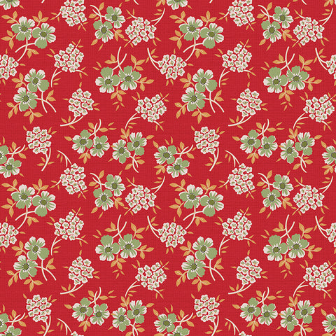 Home Town Holiday Fabric by Lori Holt for Riley Blake - Red Floral Fabric