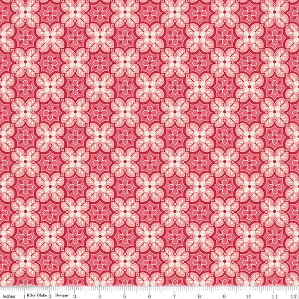 Piece & Plenty Fabric by Lori Holt for Riley Blake - Pink Diagonal Floral Plaid Fabric