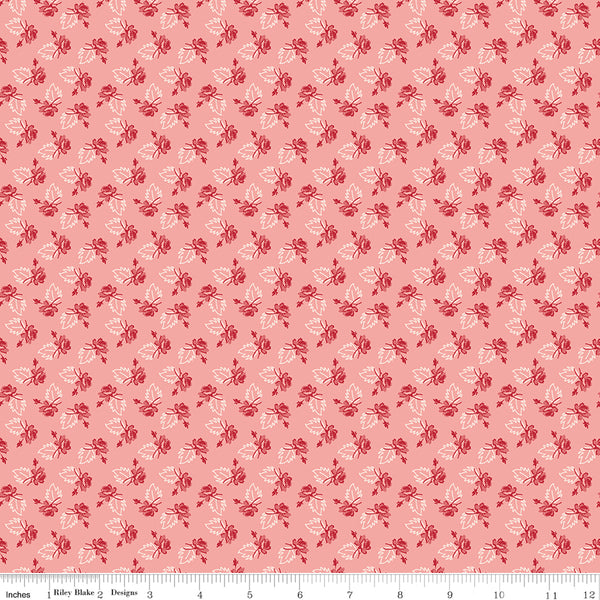 Piece & Plenty Fabric by Lori Holt for Riley Blake - Coral Rose Floral Fabric